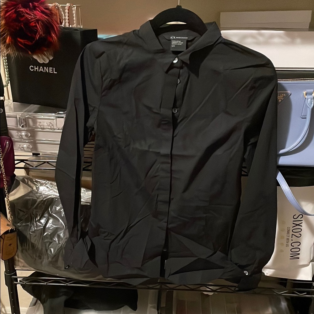 A|X Armani Exchange Black Button-Up Shirt